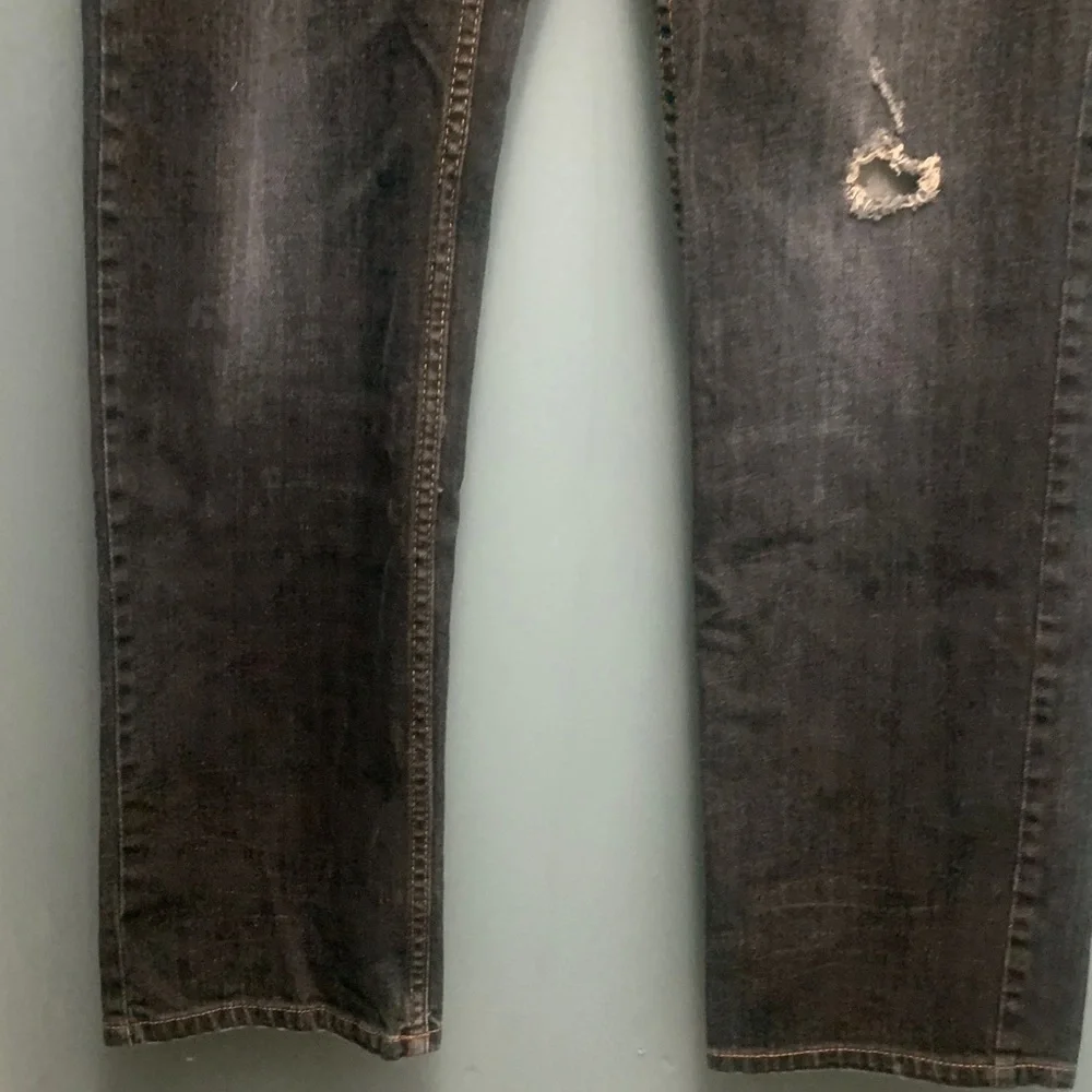 Urban Man Men's Straight Dark Blue Distressed Jeans